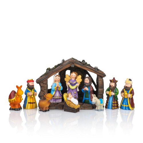Szopka Classic 7,5 cm - kolorowe figurki ze stajenką - widok główny