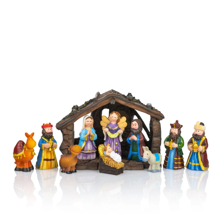 Szopka Classic 7,5 cm - kolorowe figurki ze stajenką - widok główny
