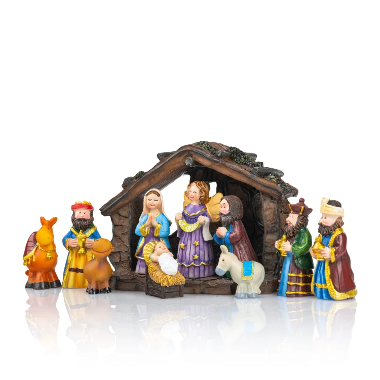 Szopka Classic 7,5 cm - kolorowe figurki ze stajenką - ujęcie 2