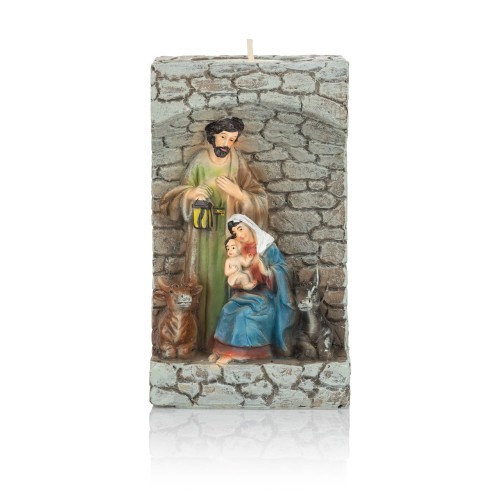 Świecznik ze Świętą Rodziną Classic 12 cm - szary mur - widok główny