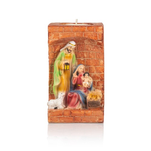 Świecznik ze Świętą Rodziną Classic 12 cm - ceglaste tło - widok główny