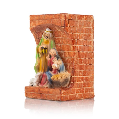 Mały świecznik ze Świętą Rodziną Classic 8 cm - cegła - ujęcie 2
