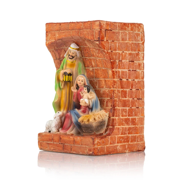 Mały świecznik ze Świętą Rodziną Classic 8 cm - cegła - ujęcie 2