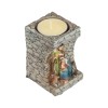 Mały świecznik ze Świętą Rodziną Classic 8 cm - kamienny mur - ujęcie 4