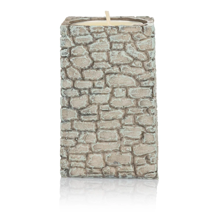 Mały świecznik ze Świętą Rodziną Classic 8 cm - kamienny mur - ujęcie 5