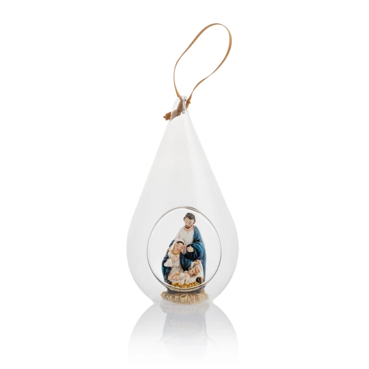 Szklana zawieszka ze Świętą Rodziną Classic 13 cm - widok główny