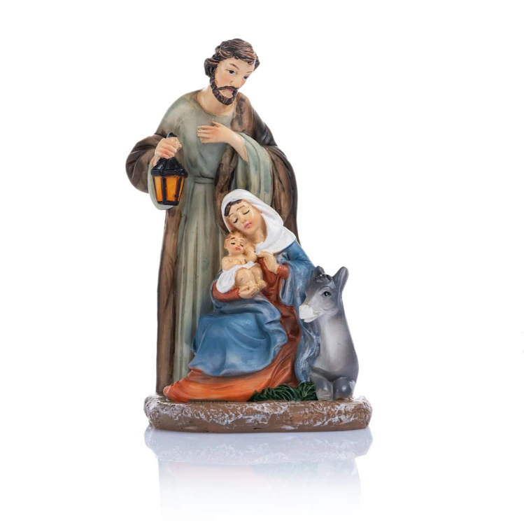 Święta Rodzina z lampą i osiołkiem Classic 11 cm - widok główny