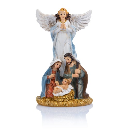 Święta Rodzina z błękitnym aniołem Classic 11 cm - widok główny