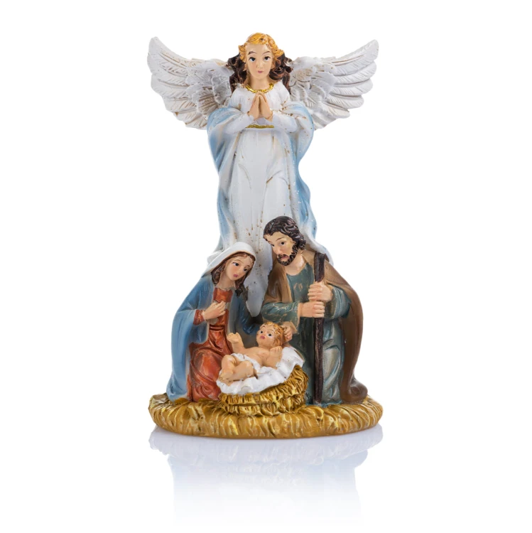 Święta Rodzina z błękitnym aniołem Classic 11 cm - widok główny