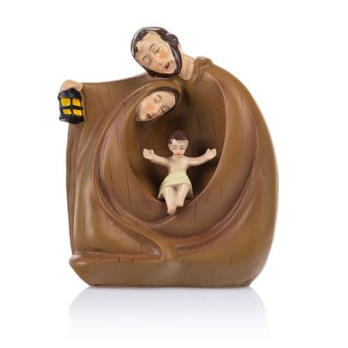 Święta Rodzina Classic 16 cm - brązowa figura o obłej formie - widok główny