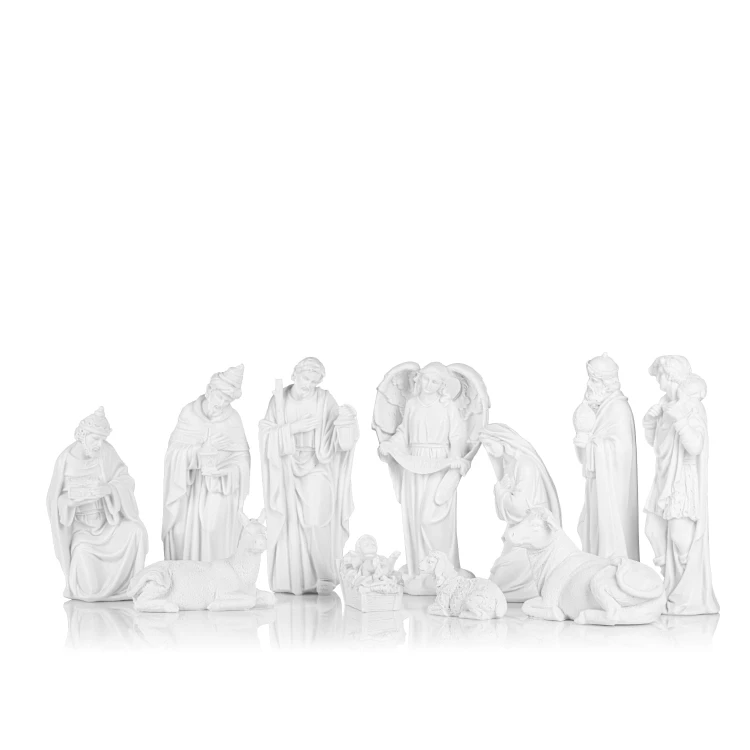 Białe figurki do szopki Classic 20 cm - komplet - ujęcie 3