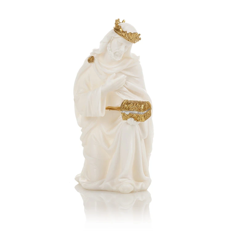 Biało-złocista szopka Classic 30 cm - zestaw figur - ujęcie 8