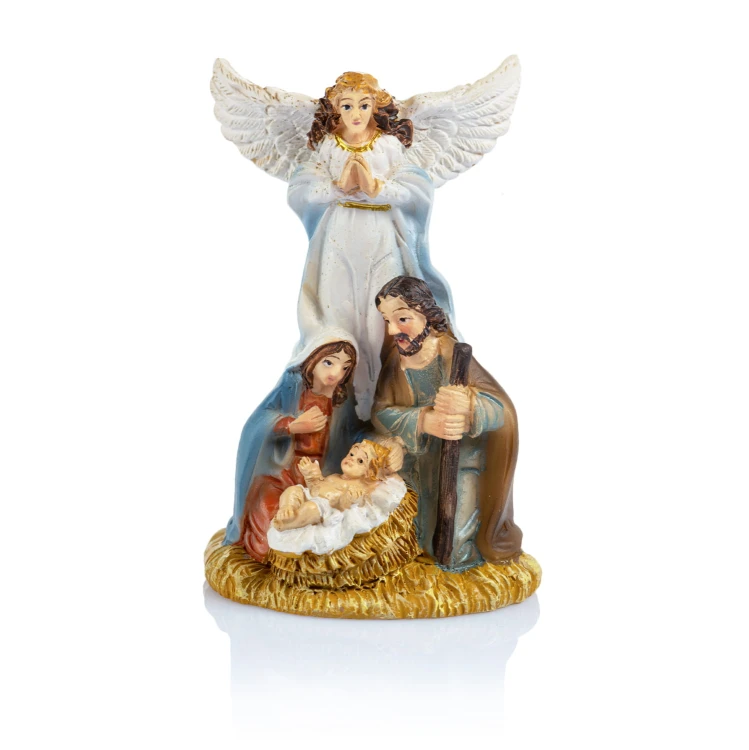 Miniaturowa Święta Rodzina z aniołem Classic 7 cm - widok główny