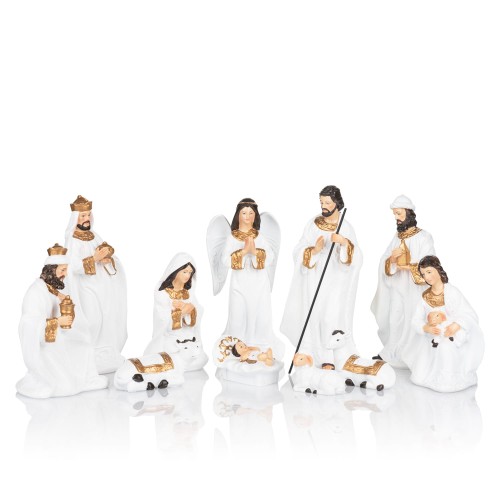 Biało-złociste figurki do szopki Classic 16,5 cm - widok główny