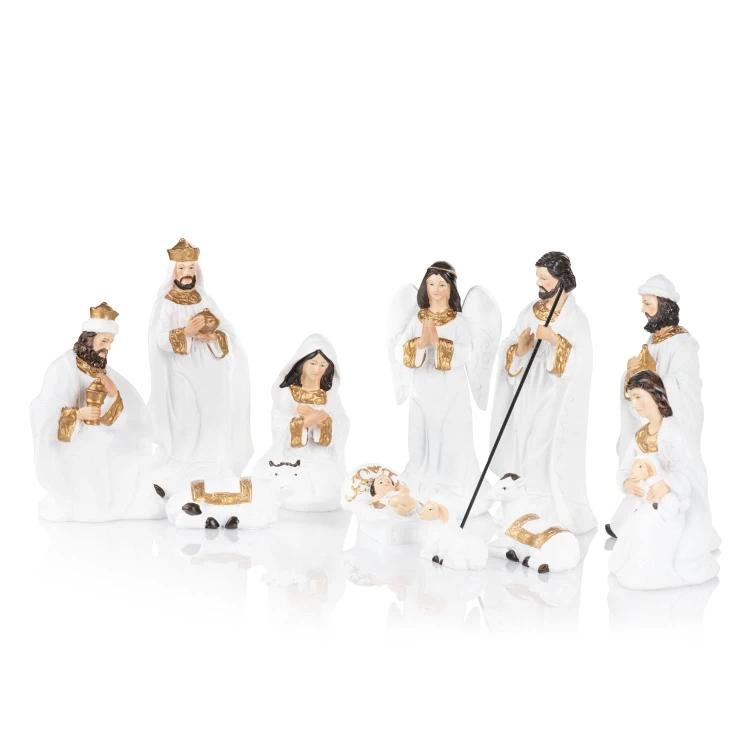 Biało-złociste figurki do szopki Classic 16,5 cm - ujęcie 2