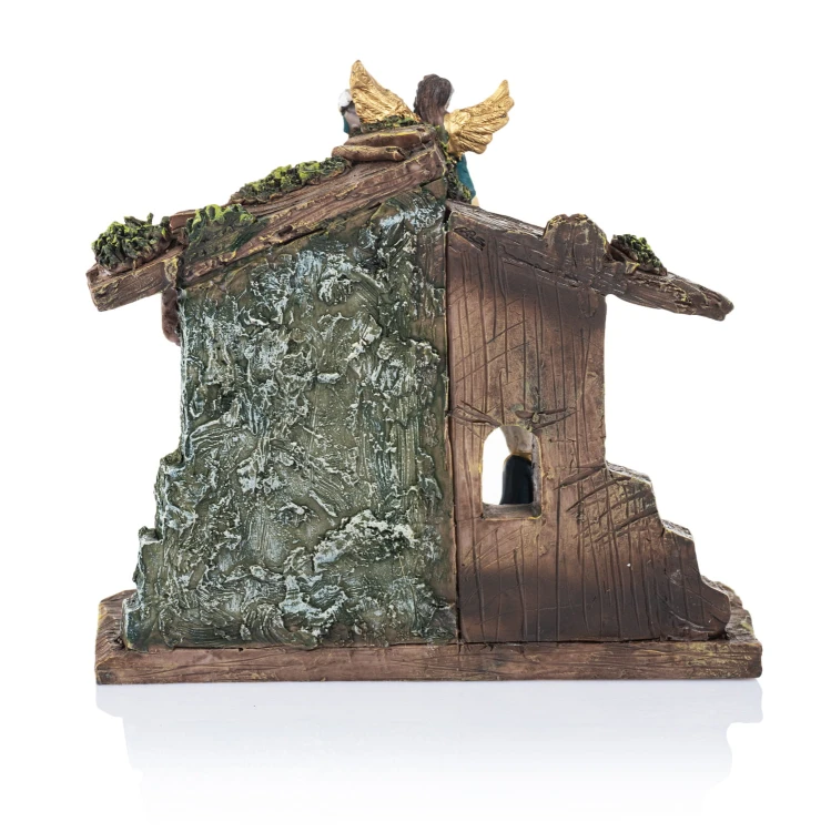 Szopka ze Świętą Rodziną i aniołem Classic 15 cm - ujęcie 2