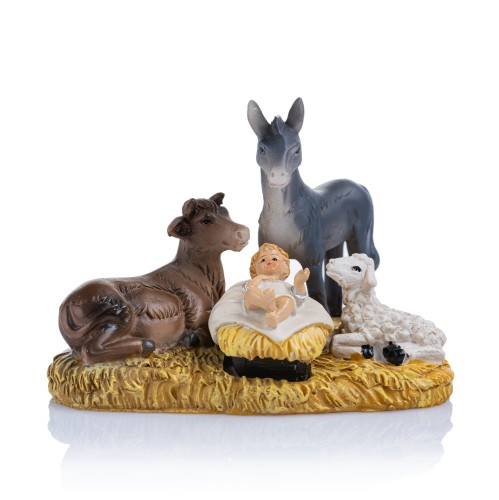 Małe Dzieciątko Jezus ze zwierzętami Classic 7 cm - widok główny