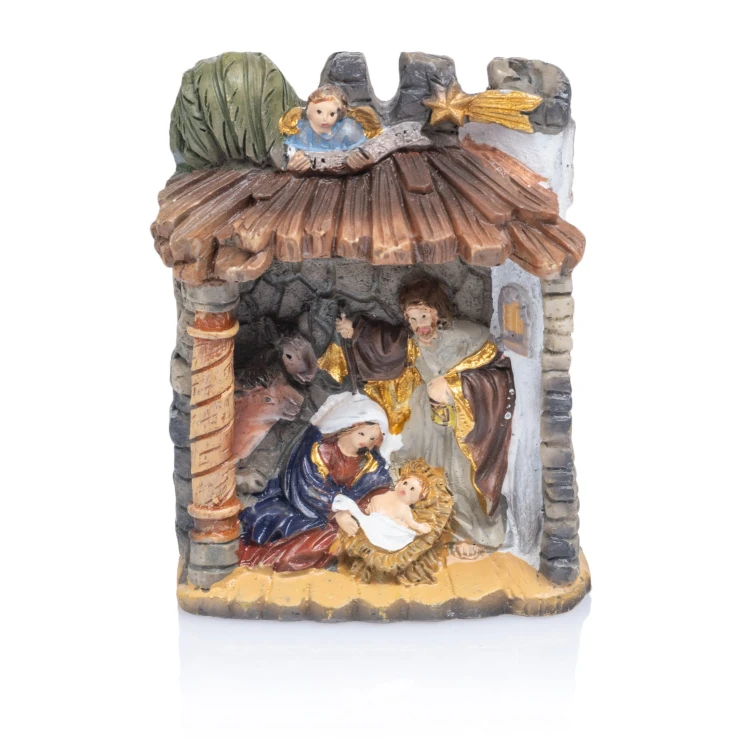 Miniaturowa szopka pod kamiennym dachem Classic 6 cm - widok główny