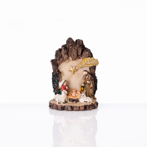 Miniaturowa szopka w skalnej oprawie Classic 6 cm - widok główny