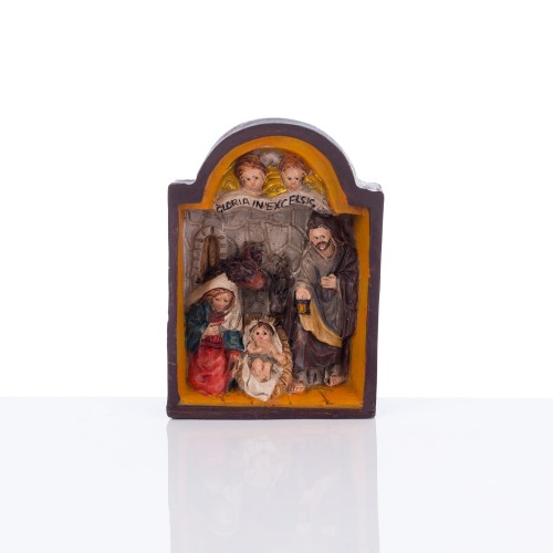 Mała szopka w złocistej ramie Classic 6 cm - widok główny