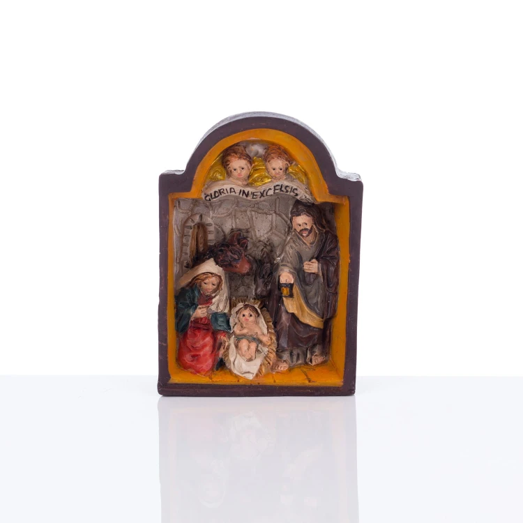 Mała szopka w złocistej ramie Classic 6 cm - widok główny