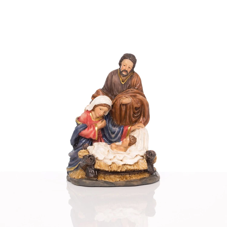 Miniaturowa Święta Rodzina przy żłóbku Classic 6 cm - widok główny