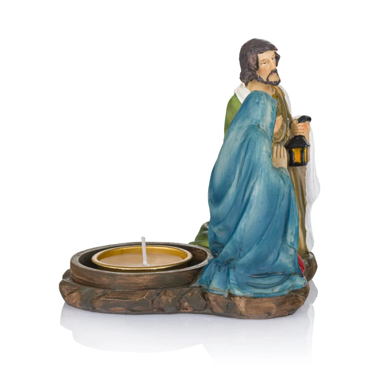 Świecznik ze Świętą Rodziną Classic 12 cm - zielony płaszcz - ujęcie 2