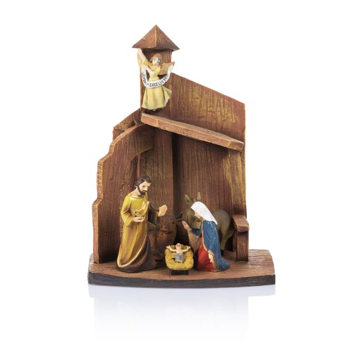 Szopka ze Świętą Rodziną i wieżyczką Classic 18 cm - widok główny