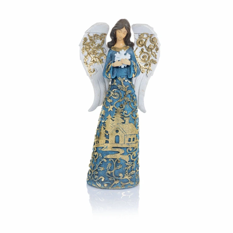 Aniołek Decorato 12 cm - gołąb, modlitwa lub śnieżynka - wzór śnieżynka