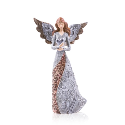 Anioł Decorato 23 cm - serce, gołąb lub świeczka - wzór serce