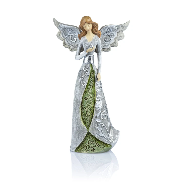 Anioł Decorato 23 cm - serce, gołąb lub świeczka - wzór gołąb