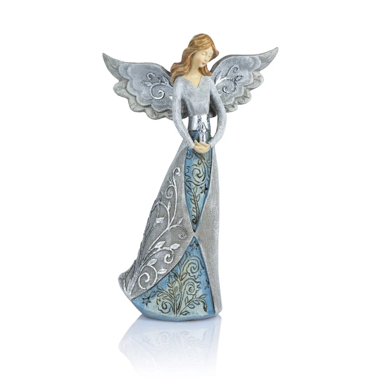 Anioł Decorato 23 cm - serce, gołąb lub świeczka - wzór świeczka