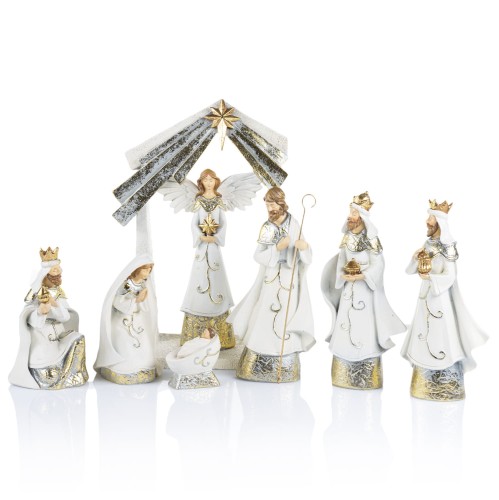 Szopka Decorato 30 cm - komplet 8 elementów z aniołem - widok główny