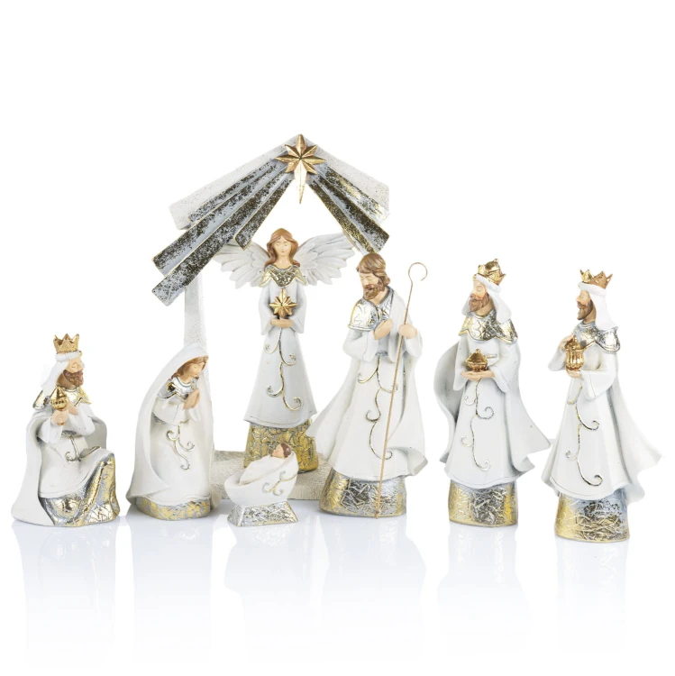 Szopka Decorato 30 cm - komplet 8 elementów z aniołem - widok główny