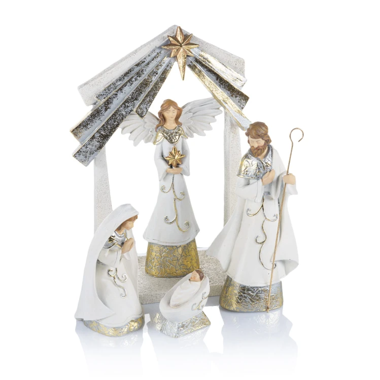 Szopka Decorato 30 cm - komplet 8 elementów z aniołem - ujęcie 2