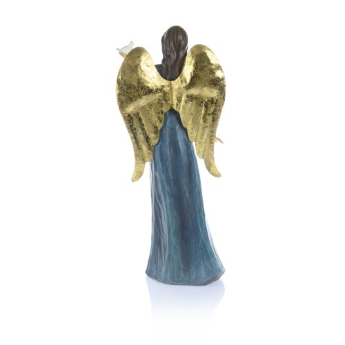 Niebieski anioł z gołębiem Decorato 34 cm - ujęcie 2