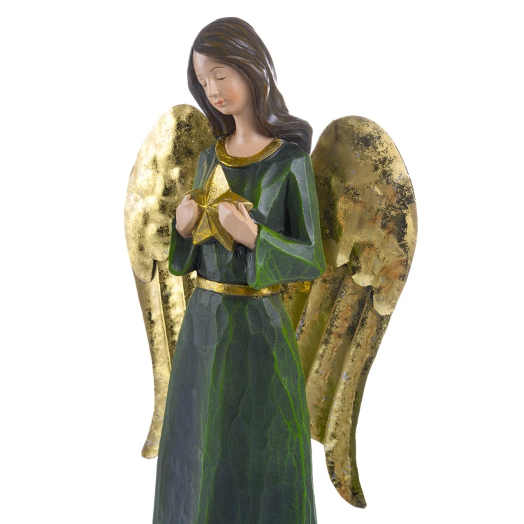 Zielony anioł z gwiazdą Decorato 34 cm - ujęcie 3