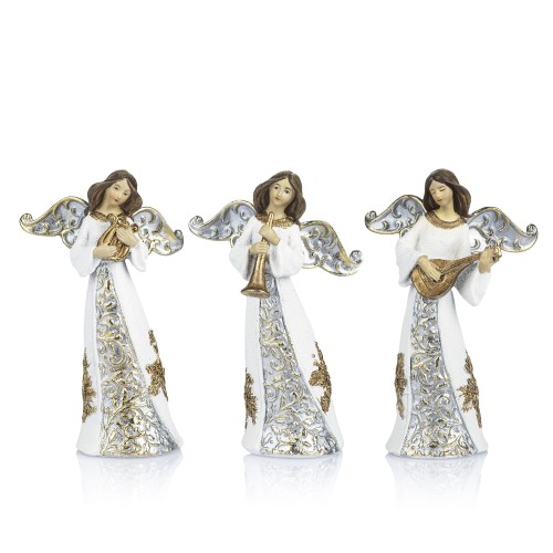 Aniołek muzykujący Decorato 11,5 cm - jasne szaty - widok główny