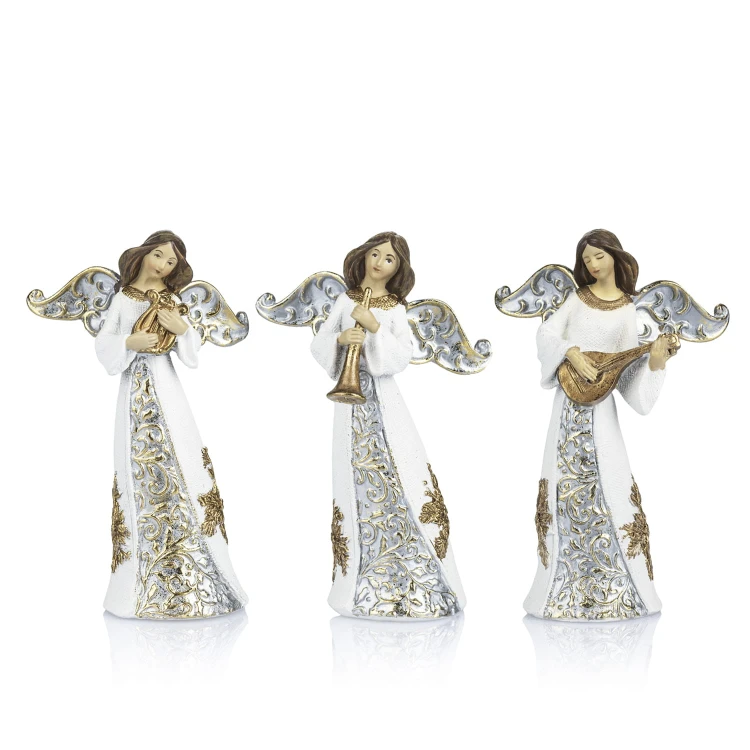 Aniołek muzykujący Decorato 11,5 cm - jasne szaty - widok główny