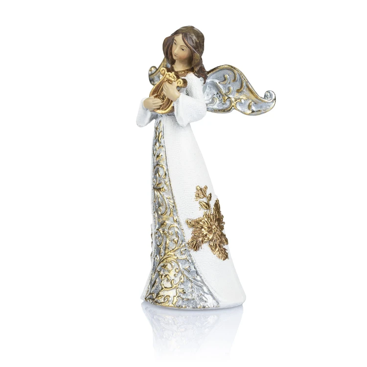 Aniołek muzykujący Decorato 11,5 cm - jasne szaty - ujęcie 5