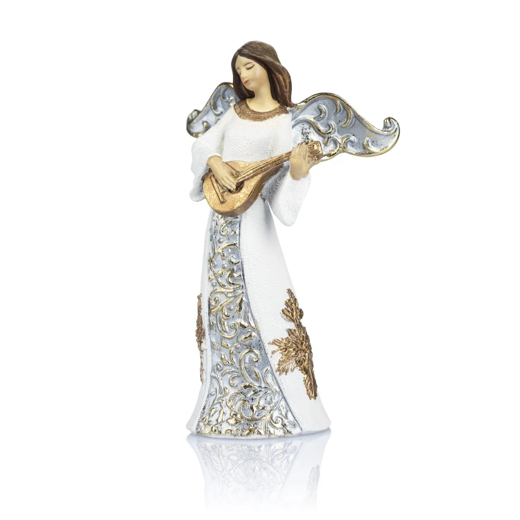 Aniołek muzykujący Decorato 11,5 cm - jasne szaty - ujęcie 15