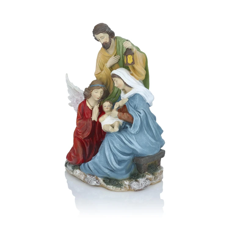 Święta Rodzina z klęczącym aniołem Decorato 30 cm - ujęcie 3