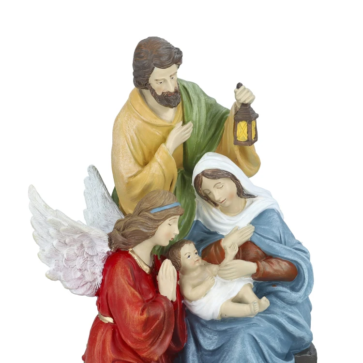 Święta Rodzina z klęczącym aniołem Decorato 30 cm - ujęcie 4