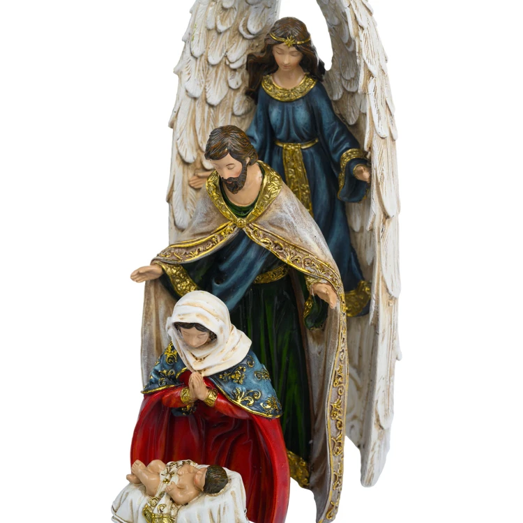 Święta Rodzina z aniołem Decorato 25 cm - 4 elementy - ujęcie 3