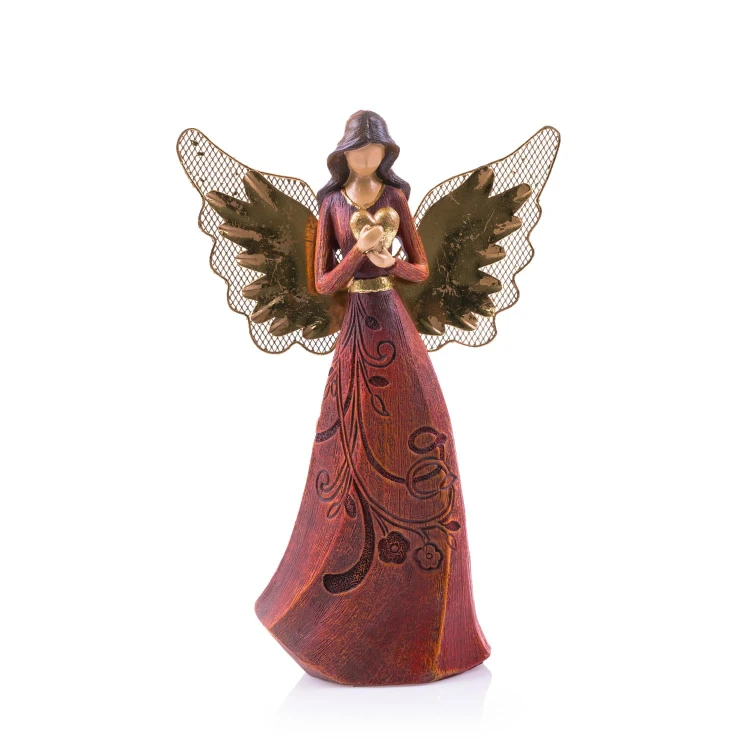 Anioł Decorato 24 cm - serce lub gwiazda - wzór serce