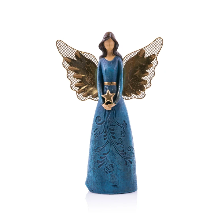 Anioł Decorato 24 cm - serce lub gwiazda - wzór gwiazda