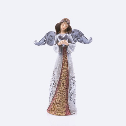 Anioł Decorato 24 cm - serce lub śnieżynka - wzór serce