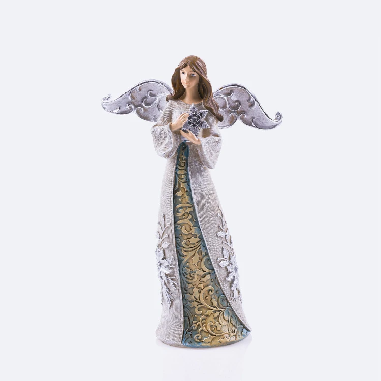 Anioł Decorato 24 cm - serce lub śnieżynka - wzór śnieżynka