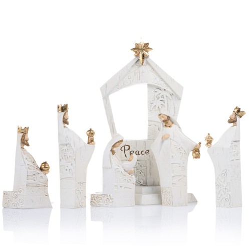 Szopka Decorato 28 cm - biały komplet Peace - widok główny