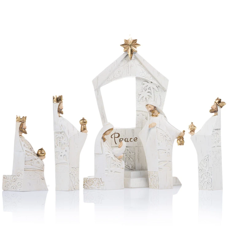 Szopka Decorato 28 cm - biały komplet Peace - widok główny